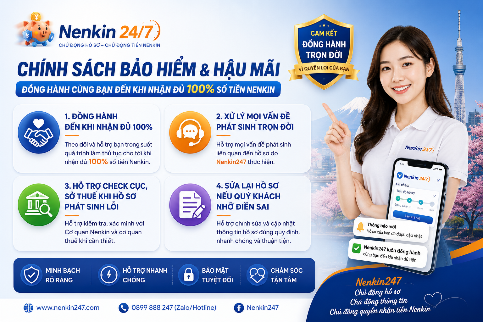 Chính sách bảo hiểm và hậu mãi của Nenkin247